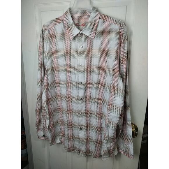 Tasso Elba Men's XL Shirt Plaid Button Collared Long Sleeve Dress Shirt - Picture 2 of 8